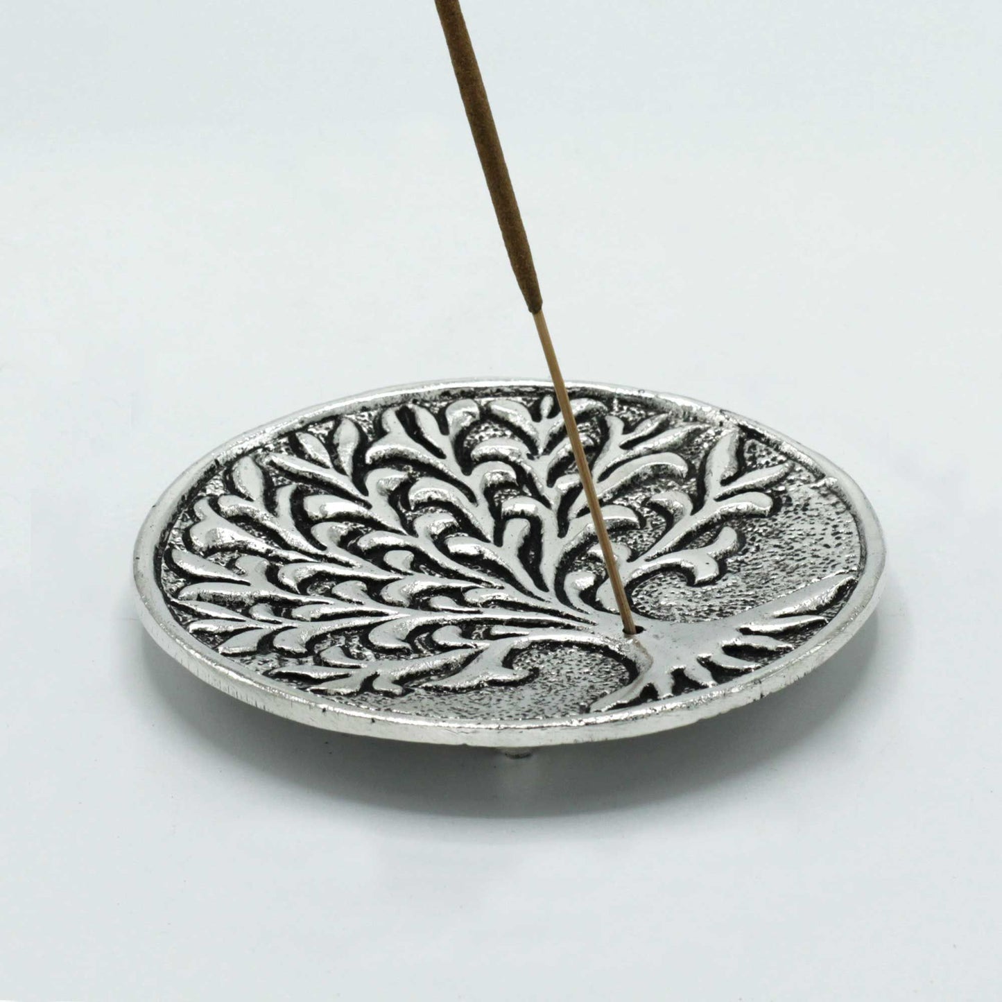 Lebensbaum Räucherhalter aus poliertem Aluminium 10cm