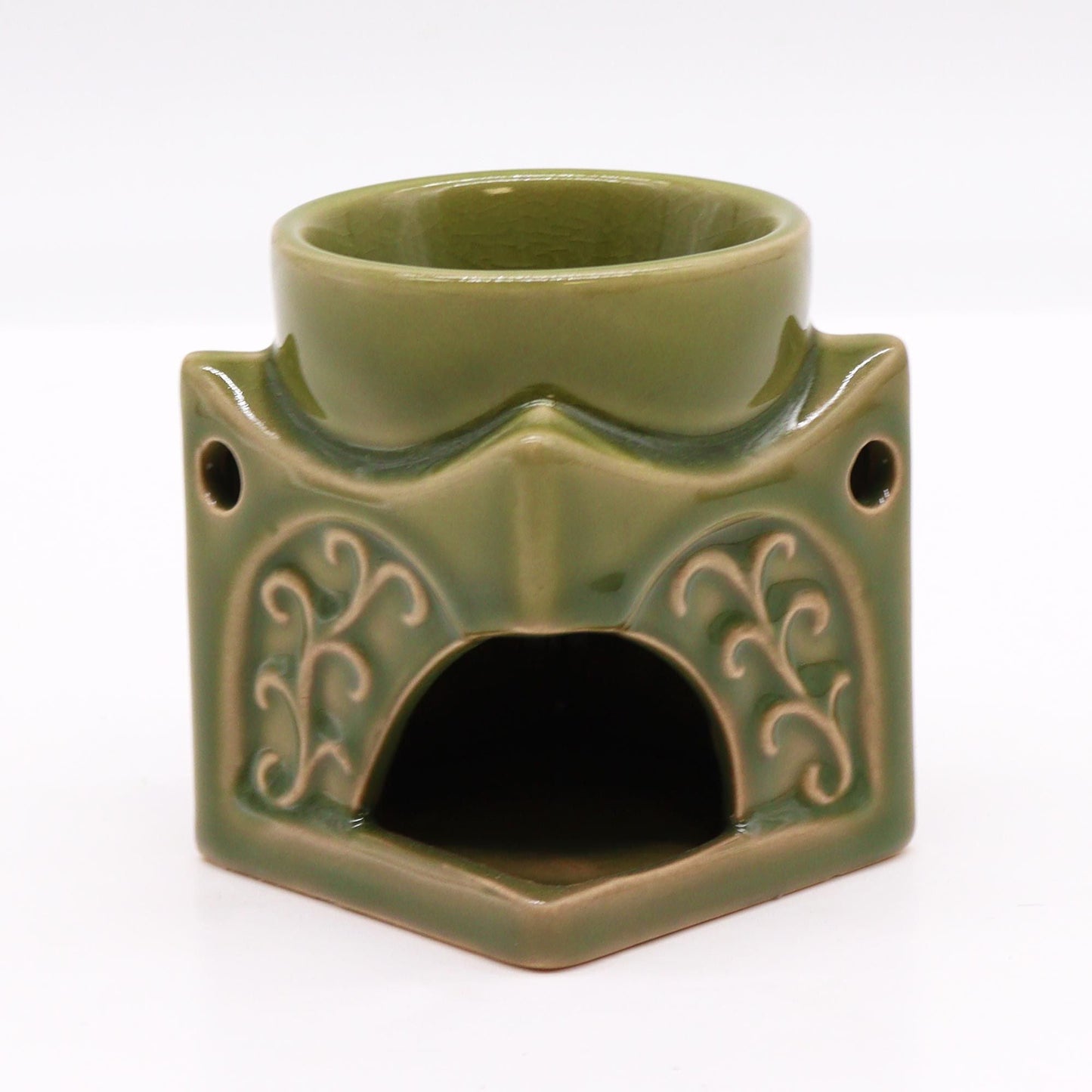 Quadratischer Buddha Duftölbrenner Helles Jadegrün