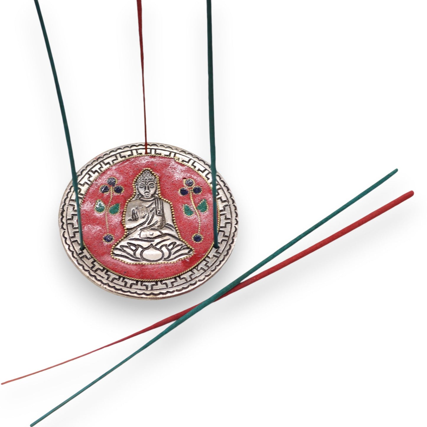 Buddha rot Dekor Räucherhalter 10cm