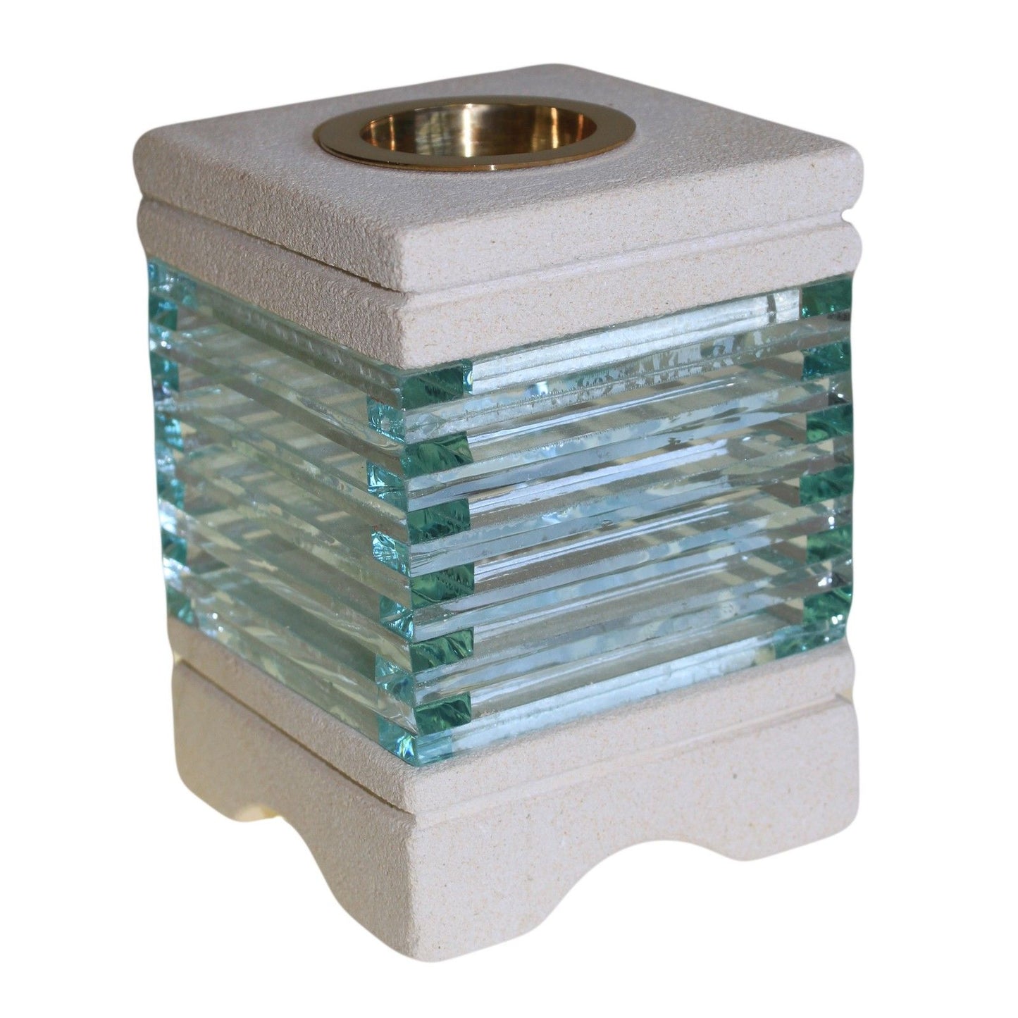 Sandstein-Aroma-Diffusor - Square Glass Brick - Quadratischer Glasbaustein