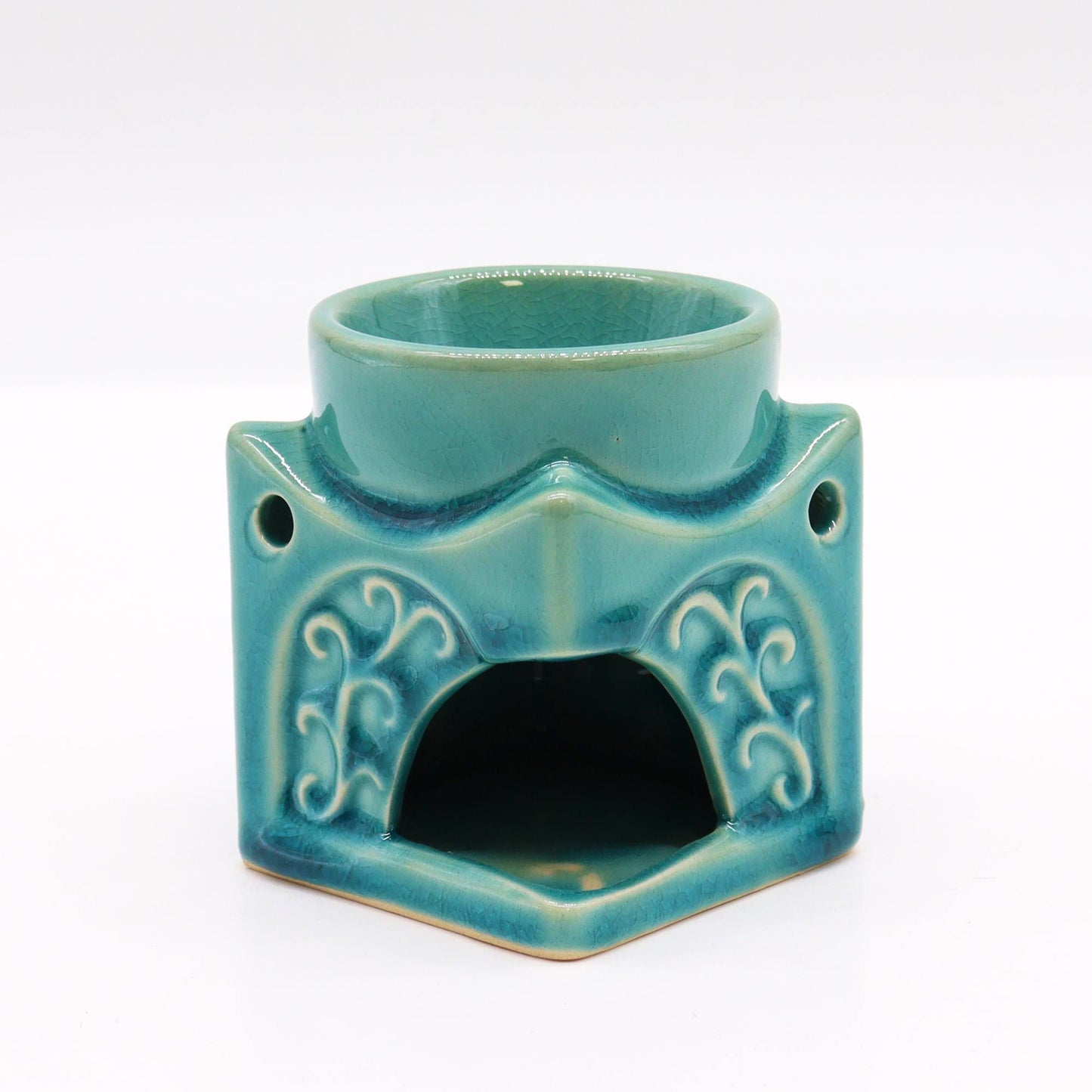 Quadratischer Buddha Duftölbrenner Sanftes Türkis