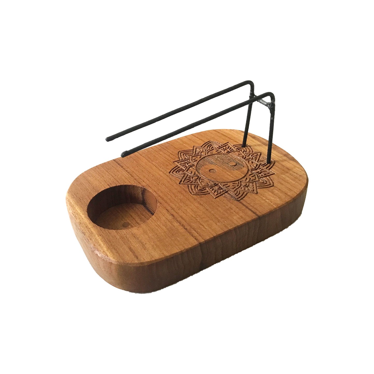 Palo Santo Räuchergefäß Teakholz Yin und Yang Design