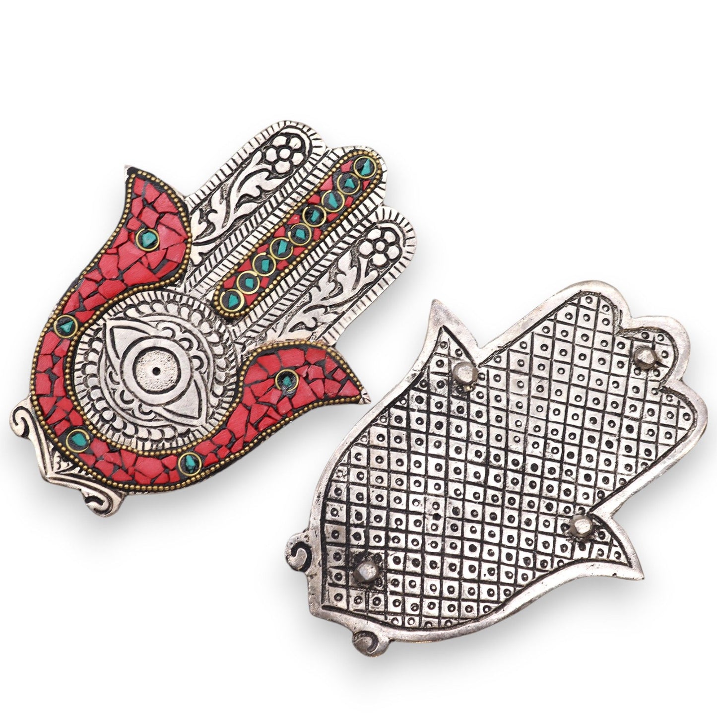 Rot und grün Kleiner Hamsa Räucherhalter 13x5.5cm