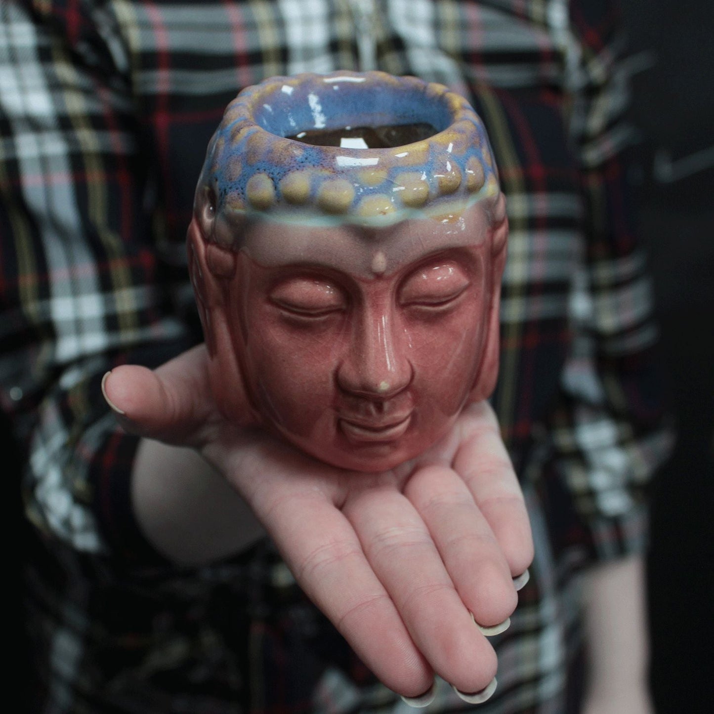 Buddha Duftölbrenner Rosé und Türkis