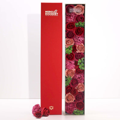 Extralange Seifenblumen Geschenkbox Vintage Rosen