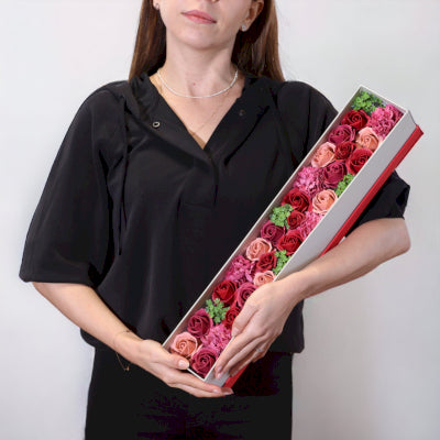 Extralange Seifenblumen Geschenkbox Vintage Rosen