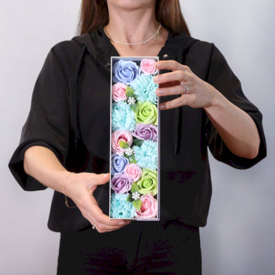 Lange Seifenblumen Geschenkbox Babyglück Blaus