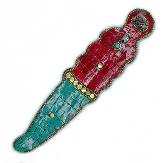 Länglicher tibetischer Buddha Räucherstäbchenhalter in Dolchform