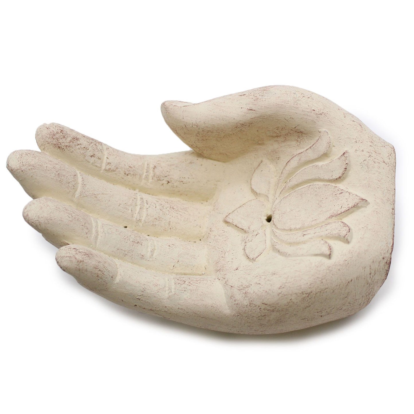 Hand Räuchergefäß Lotus (weiß)