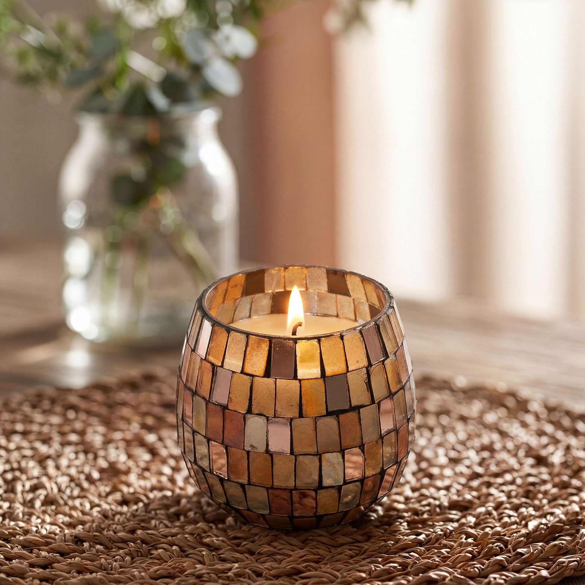 Kleine Glaskerze Amber Mosaik, Produktansicht 4