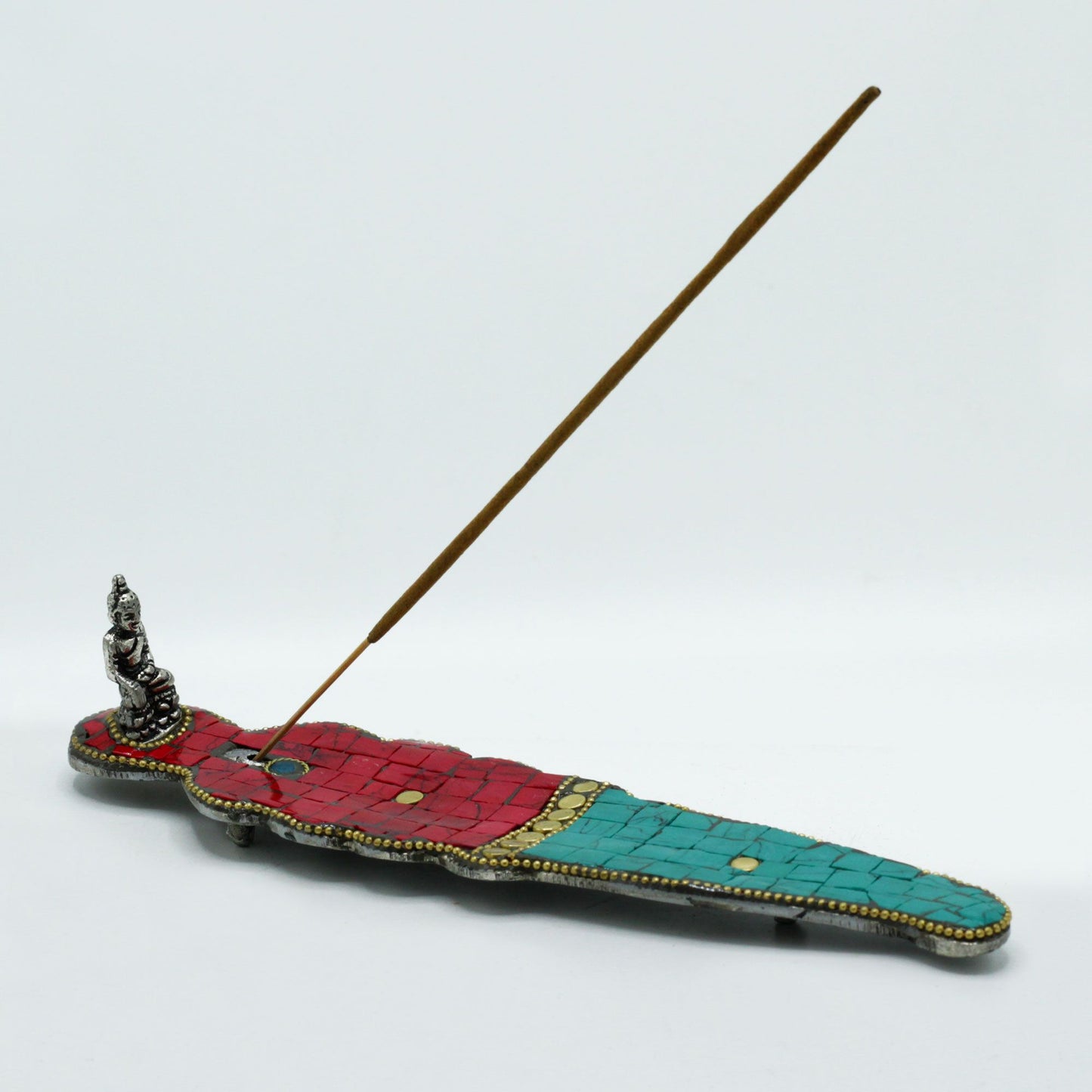 Länglicher tibetischer Buddha Räucherhalter in Dolchform