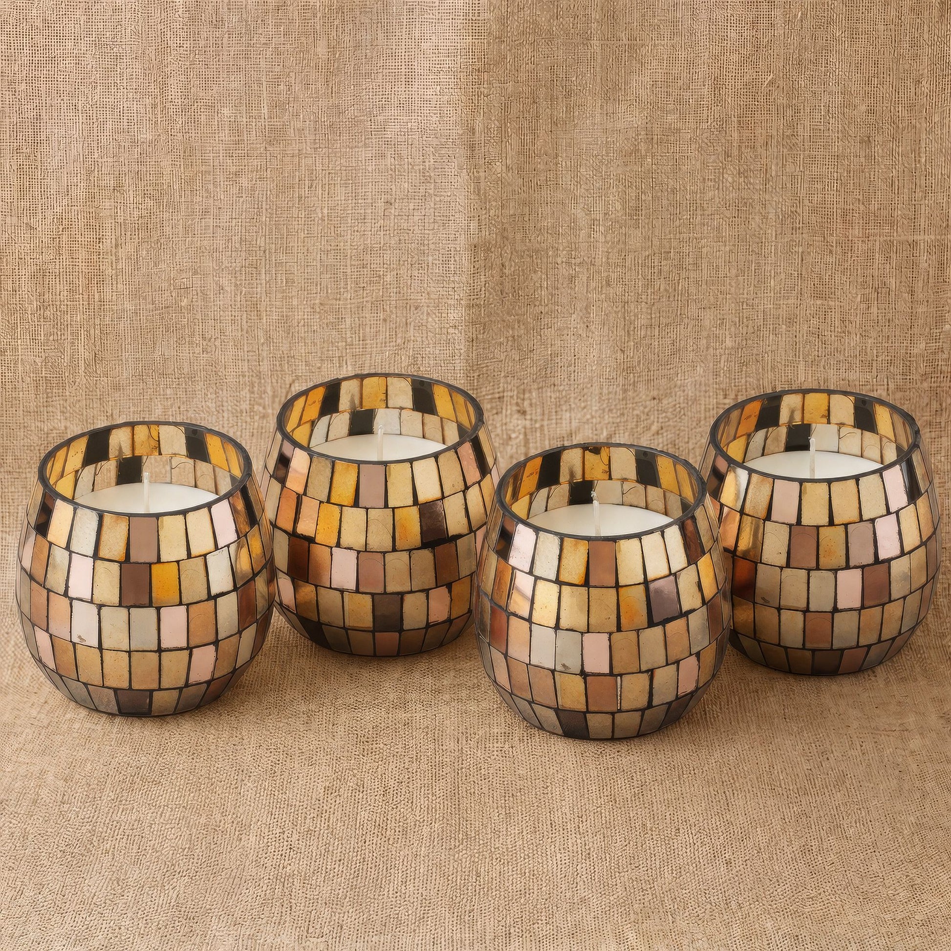 Kleine Glaskerze Amber Mosaik, Produktansicht 5