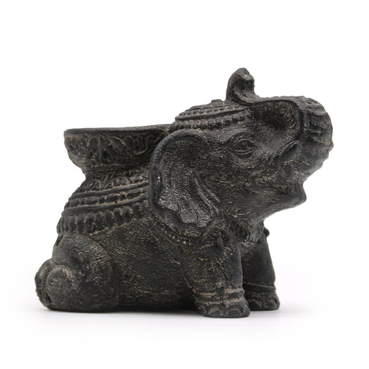 Elefant Räucher und Kerzenhalter (schwarz Antik)