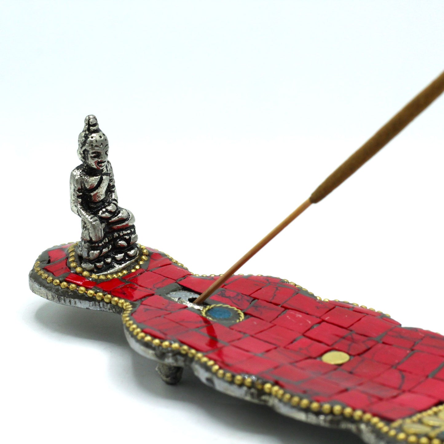 Länglicher tibetischer Buddha Räucherhalter in Dolchform