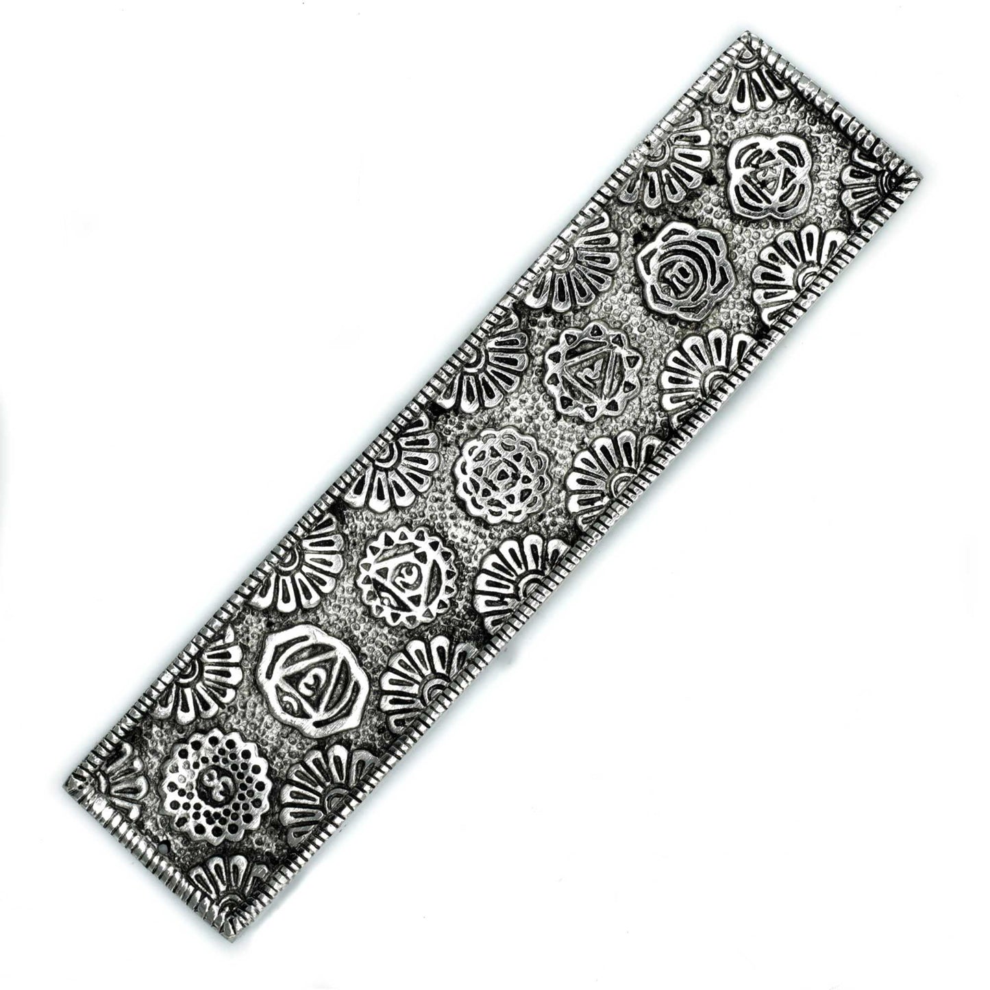 Chakra Länglich Räucherhalter aus poliertem Aluminium 23cm