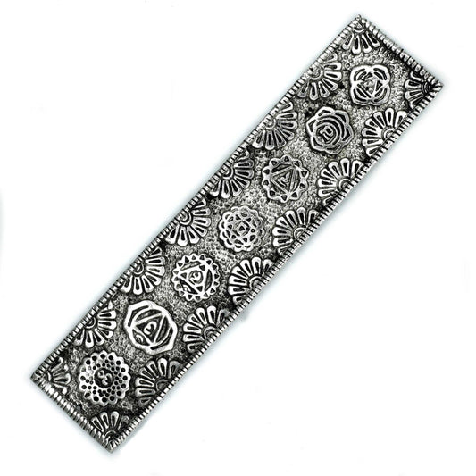 Chakra Länglich Räucherstäbchenhalter aus poliertem Aluminium 23cm