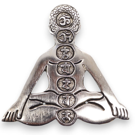 Sieben Chakra Yoga Räucherstäbchenhalter aus poliertem Aluminium 12x12cm