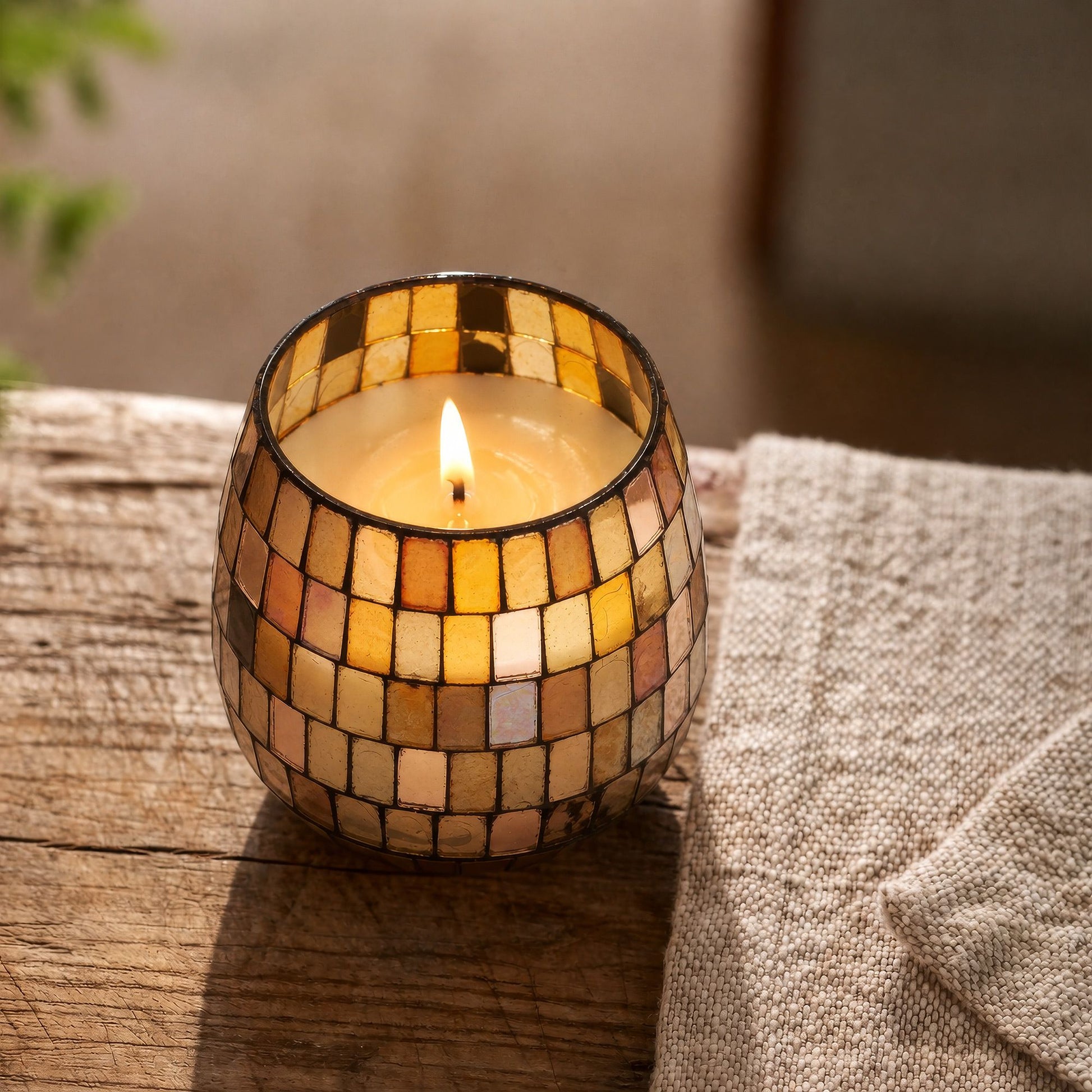 Kleine Glaskerze Amber Mosaik, Produktansicht 2