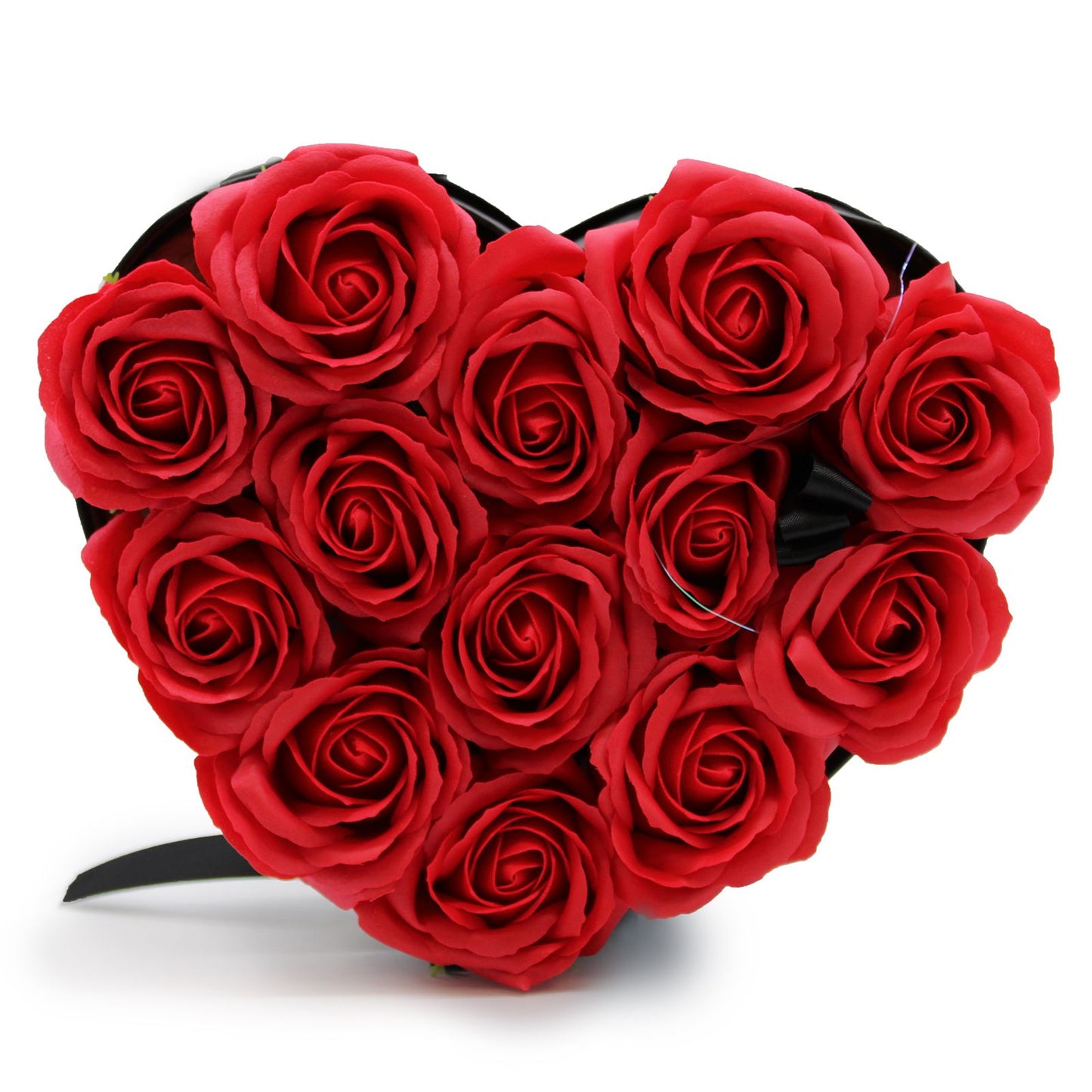 Seifenblumen Geschenkstrauß mit 13 Rote Rosen in Herzbox
