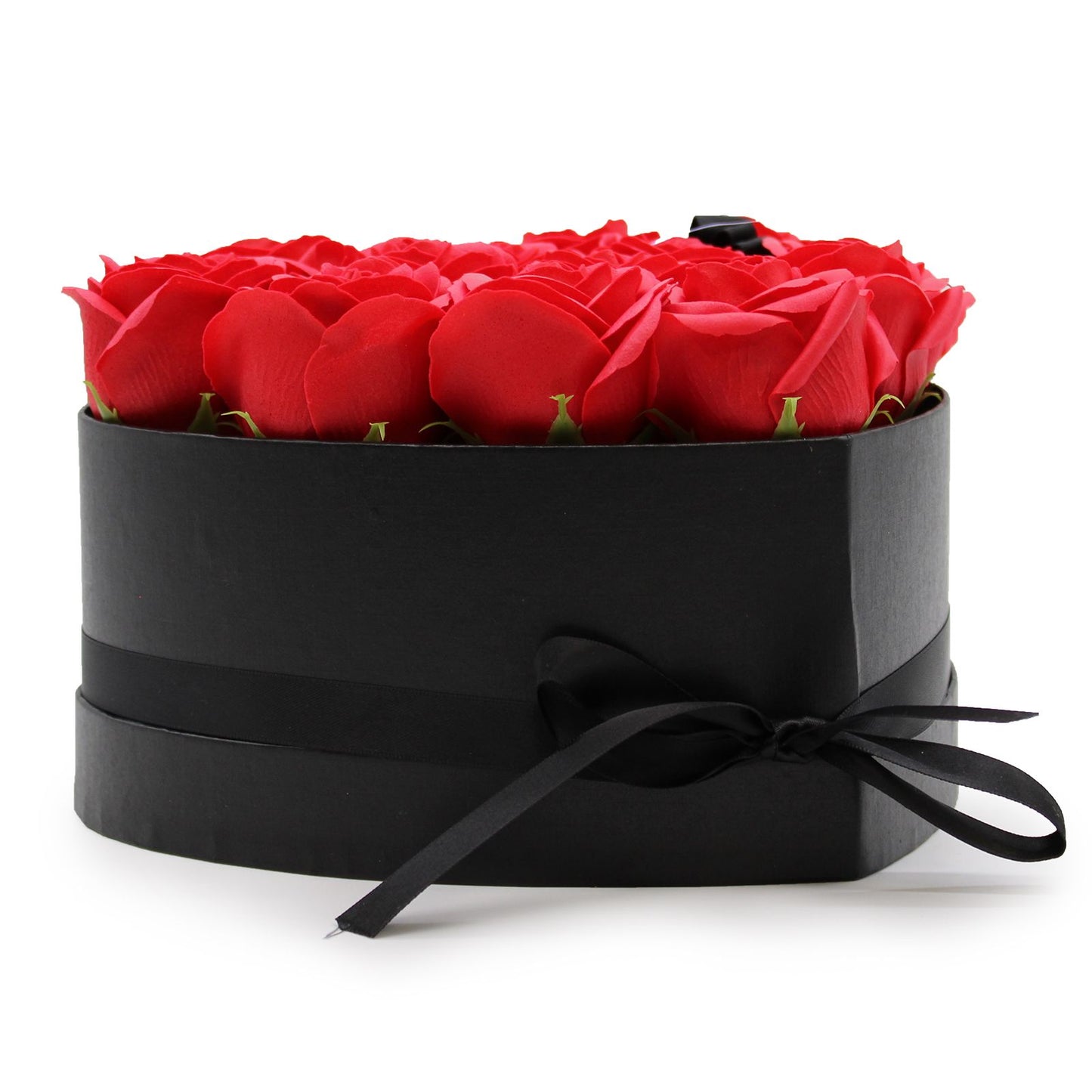 Seifenblumen Geschenkstrauß mit 13 Rote Rosen in Herzbox