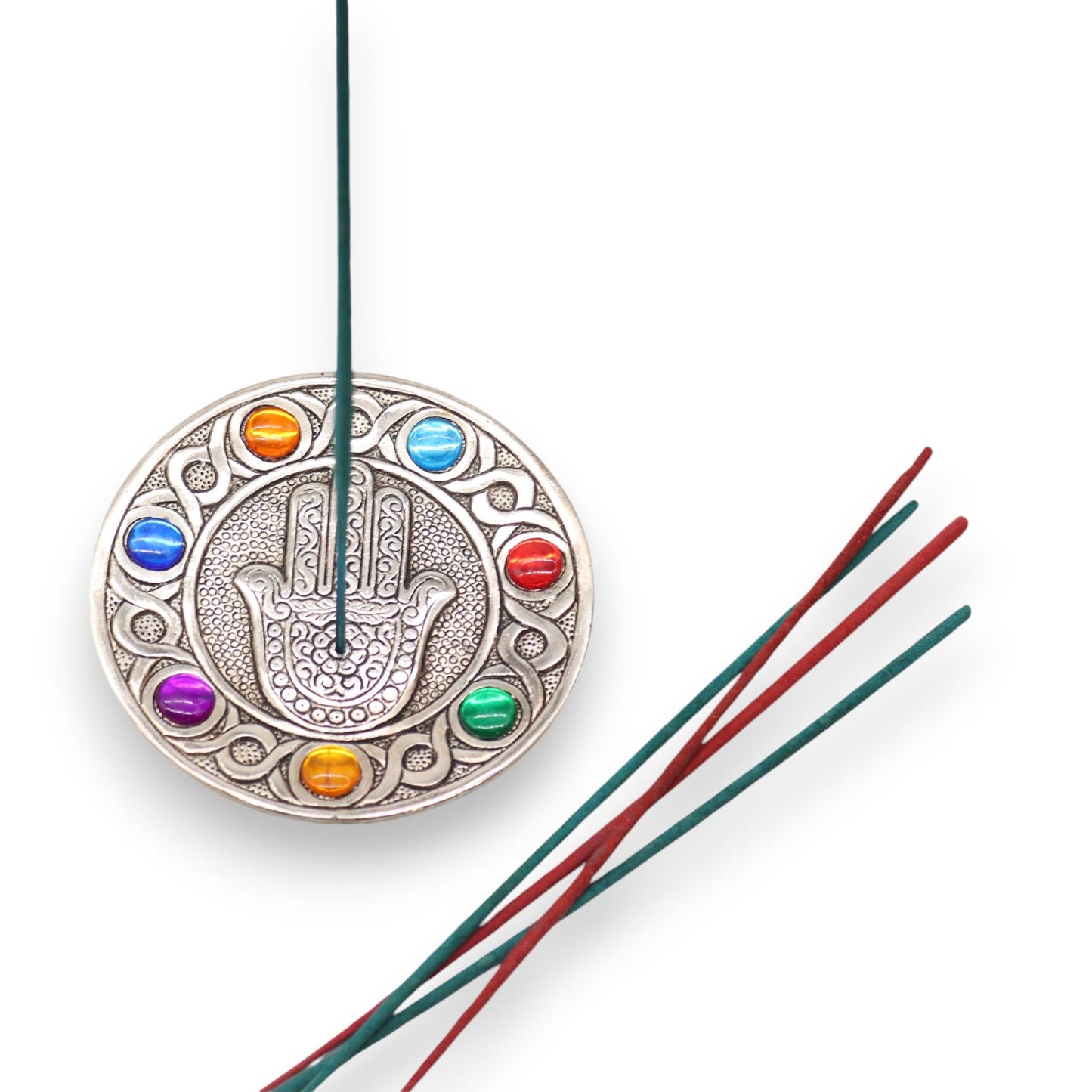 Sieben Chakra Hamsa Räucherhalter 11.5cm
