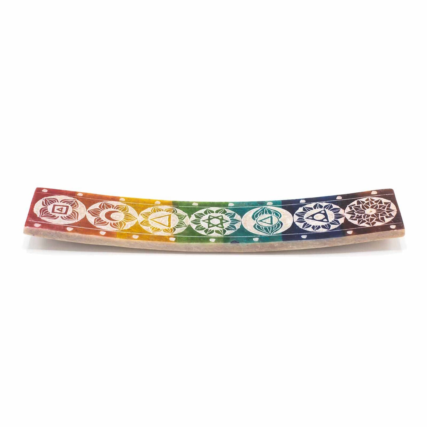 Sieben Chakra Räucherhalter aus Speckstein 26x5cm