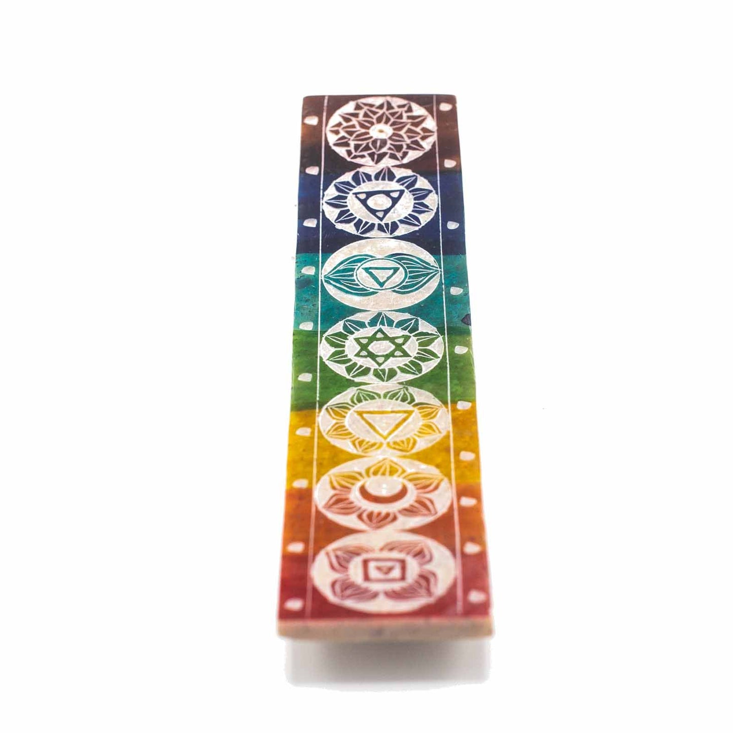 Sieben Chakra Räucherhalter aus Speckstein 26x5cm
