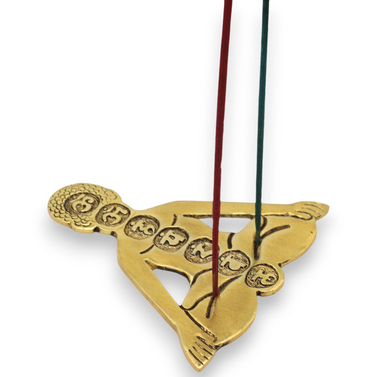 Sieben Chakra Yoga Räucherhalter aus goldfarbenem Aluminium 12x12cm