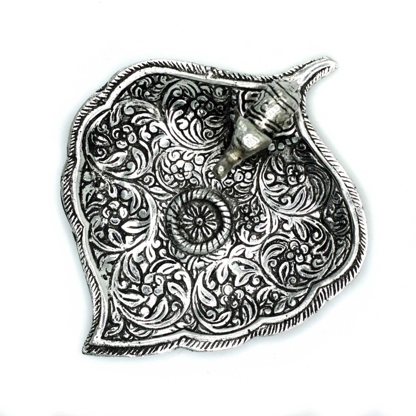Elefant Blatt Räucherhalter aus poliertem Aluminium 11cm