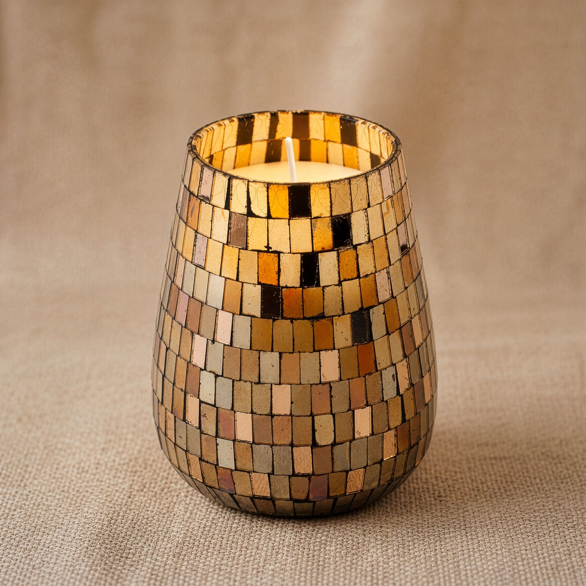 Hohe Glaskerze Amber Mosaik, Produktansicht 4