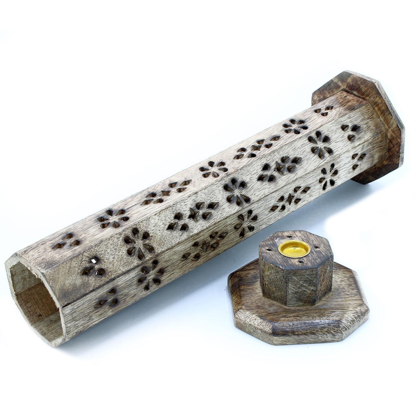 Sechseckiger Räucherturm Räucherbox Mangoholz