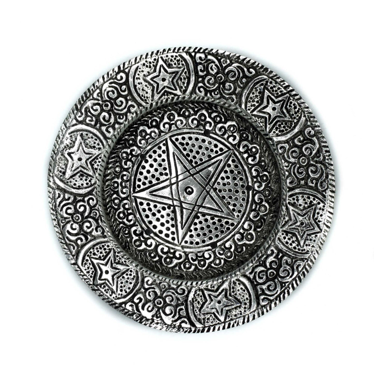 Pentagramm Räucherhalter aus poliertem Aluminium 11.5cm