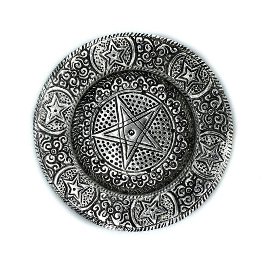 Pentagramm Räucherstäbchenhalter aus poliertem Aluminium 11.5cm