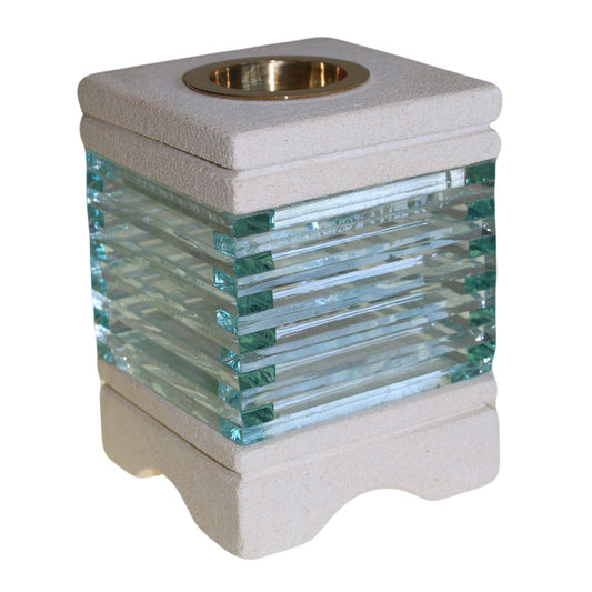 Sandstein-Aroma-Diffusor - Square Glass Brick - Quadratischer Glasbaustein