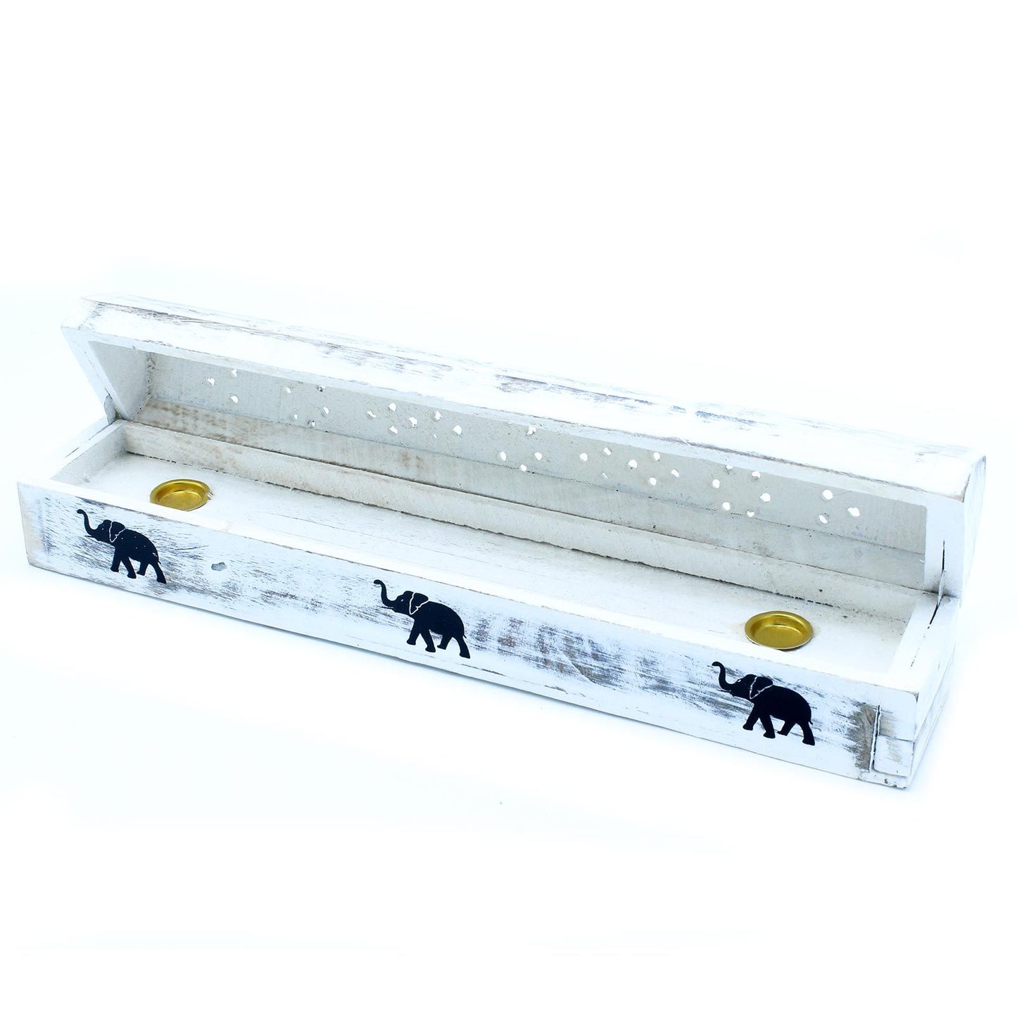 Weiß gekalkter Räucherhalter Räucherbox