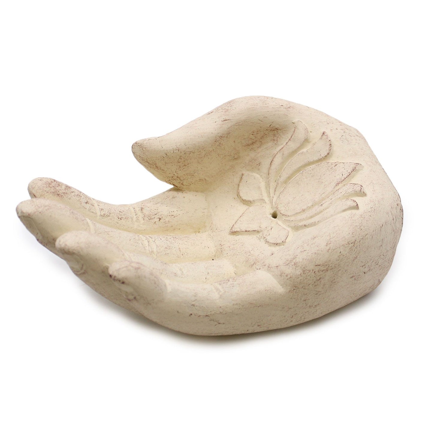 Hand Räuchergefäß Lotus (weiß)