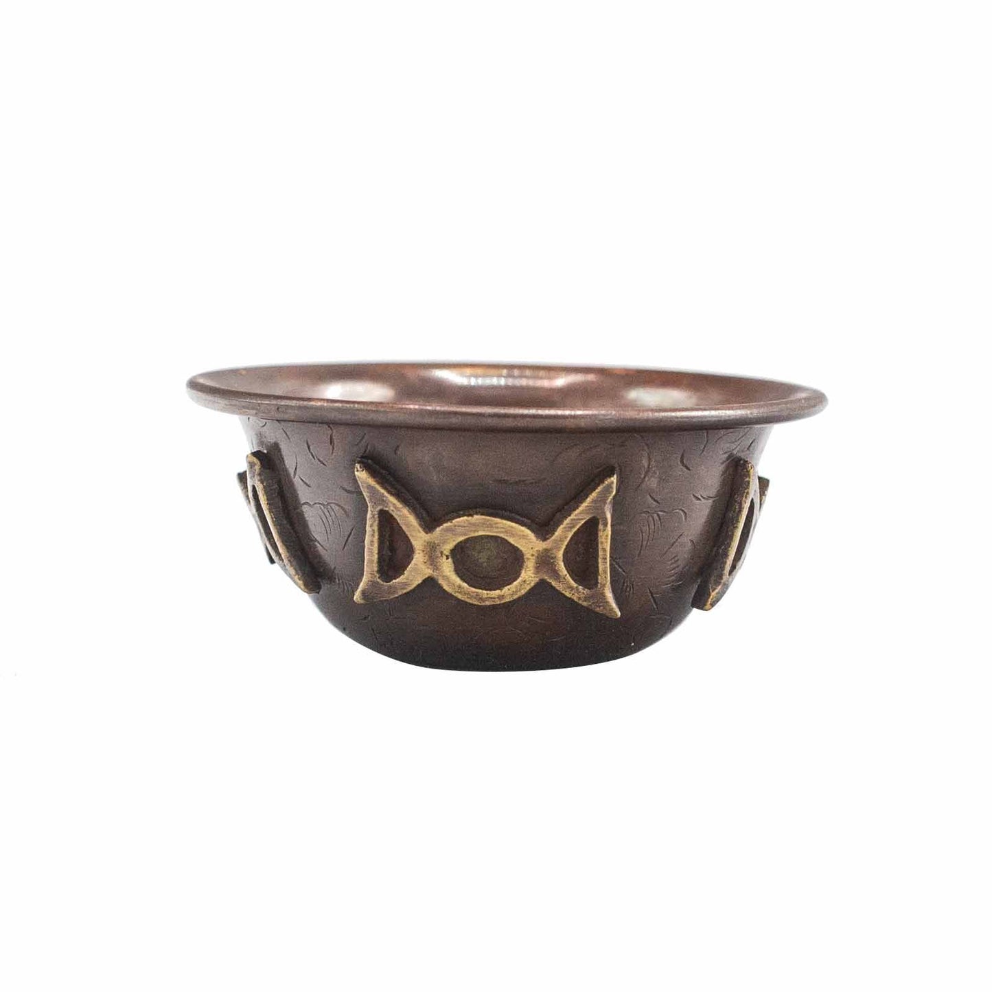 Antik Kupfer Ritualschale mit Dreifachmond 8x4cm