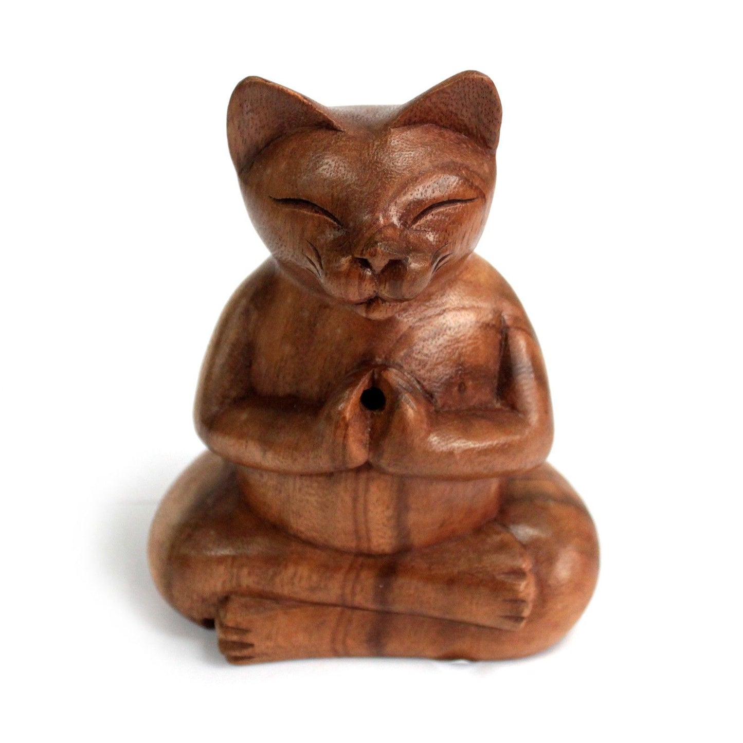 Geschnitztes Räuchergefäß aus Holz Großer Yoga Katze