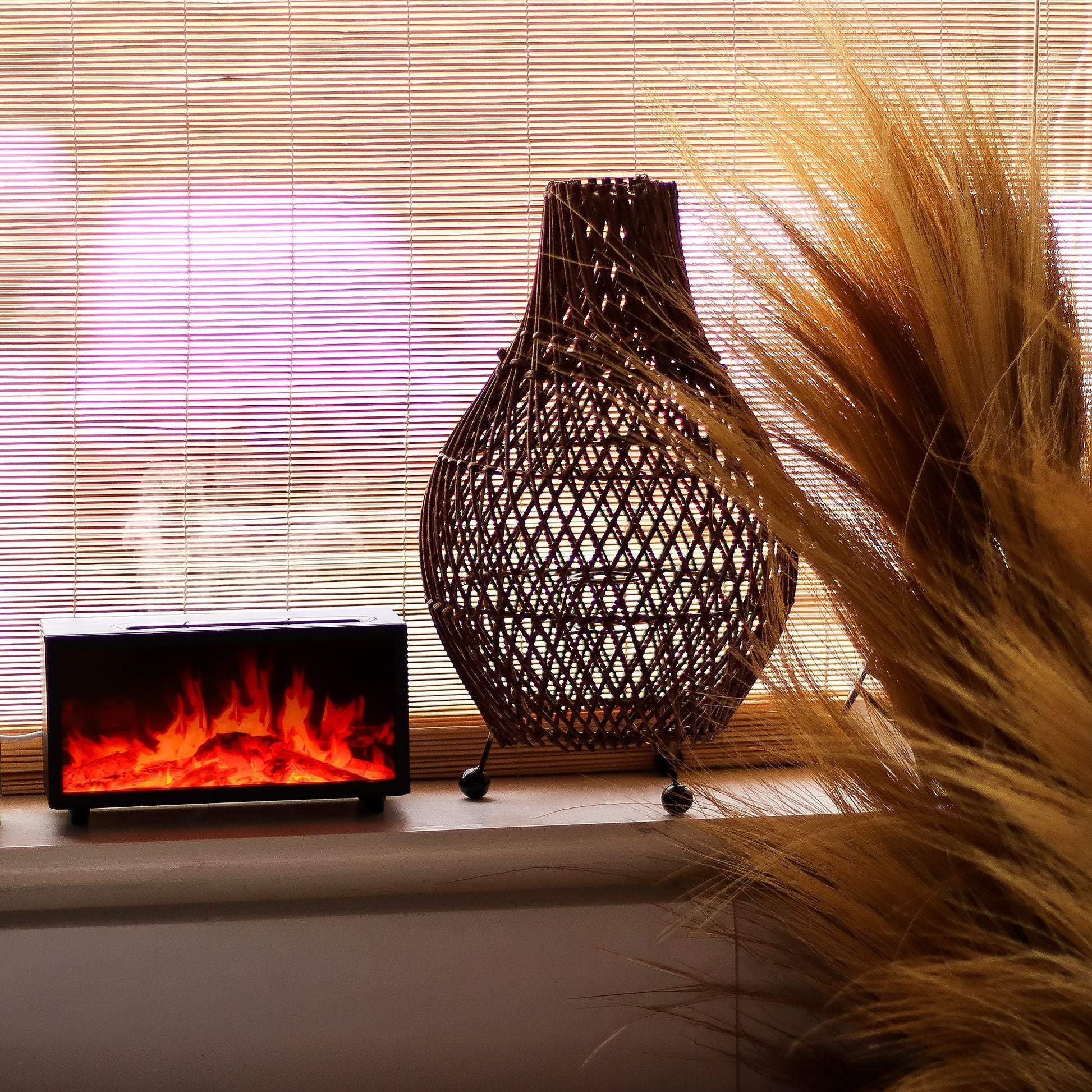 Flame Sound LED Aroma Diffusor Flammen Effekt und Vogelgezwitscher