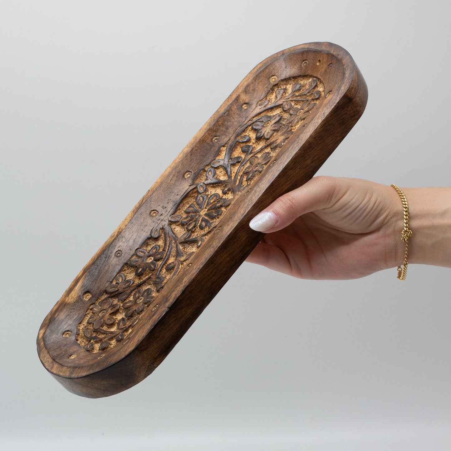 Großer Räucherschale 30x10cm Blumendesign