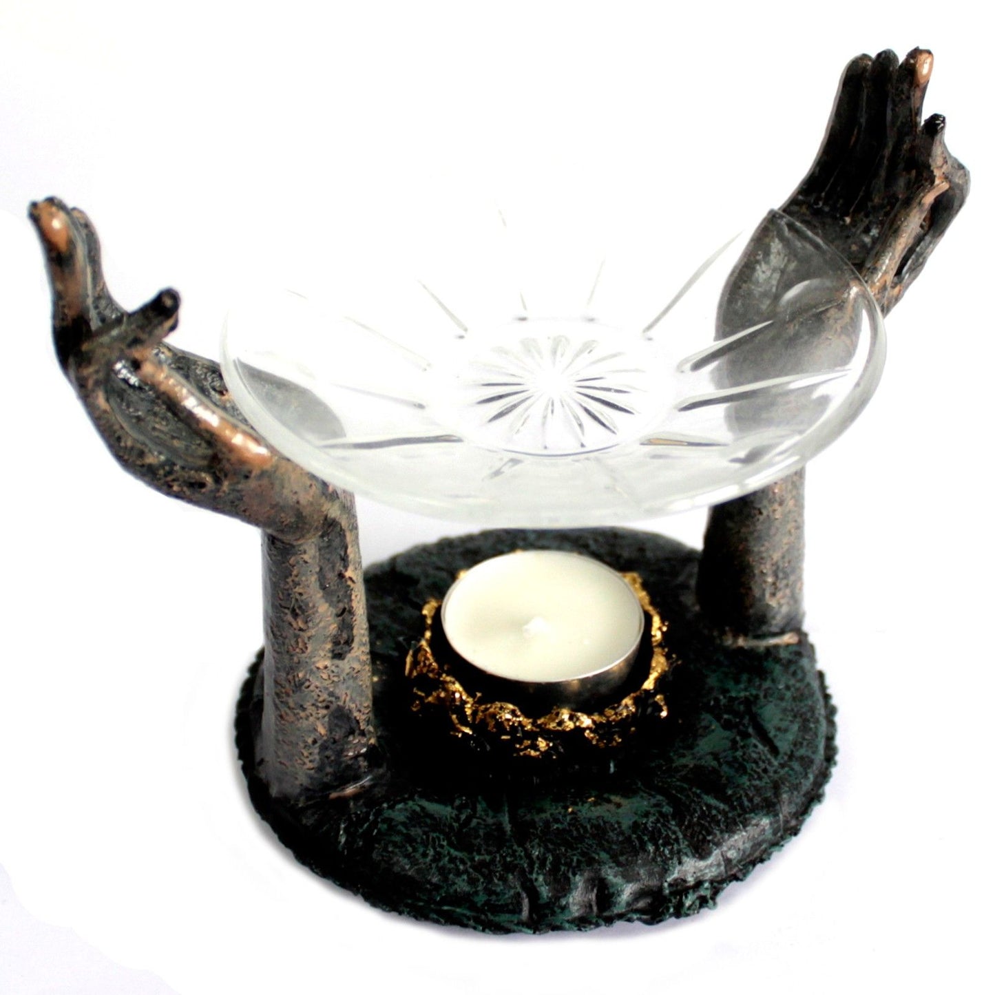 Antik Buddha Om Hände Duftölbrenner