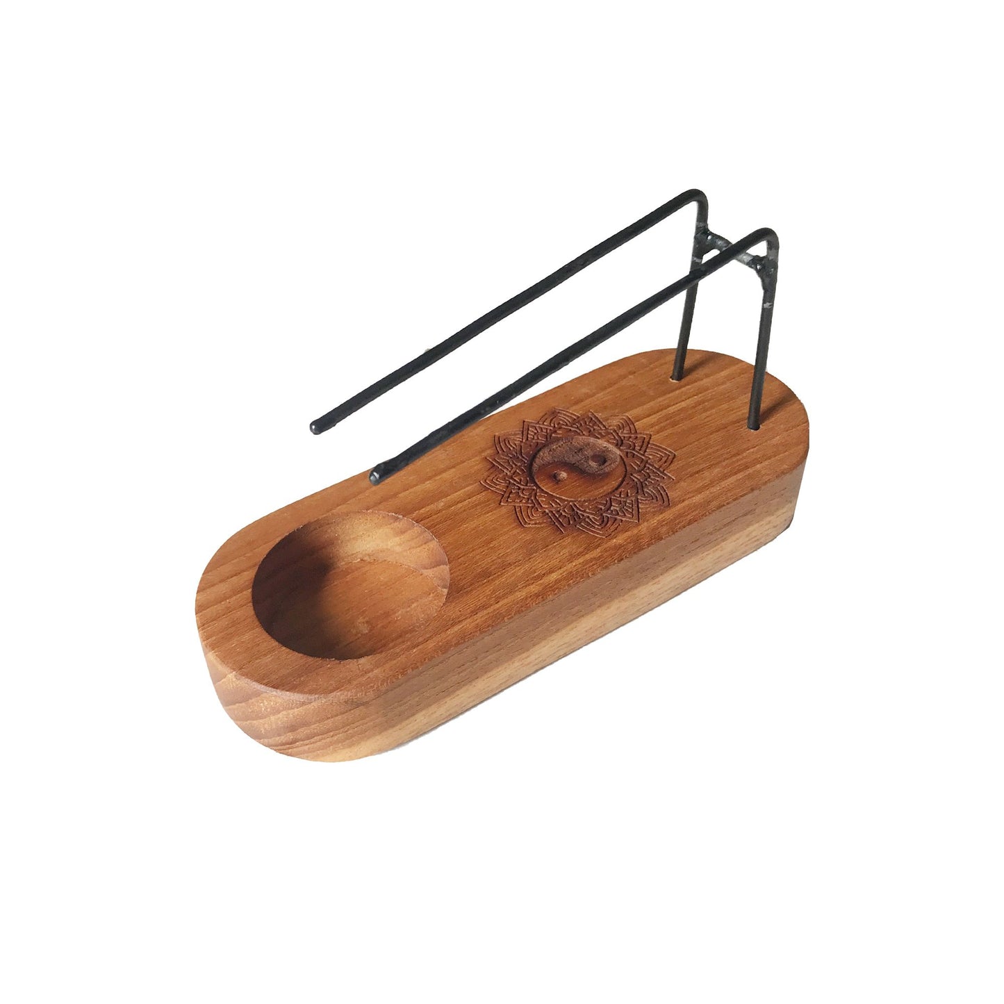 Kleines Palo Santo Räuchergefäß Teakholz Yin und Yang Design