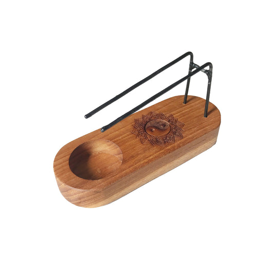 Kleines Palo Santo Räuchergefäß Teakholz Yin und Yang Design