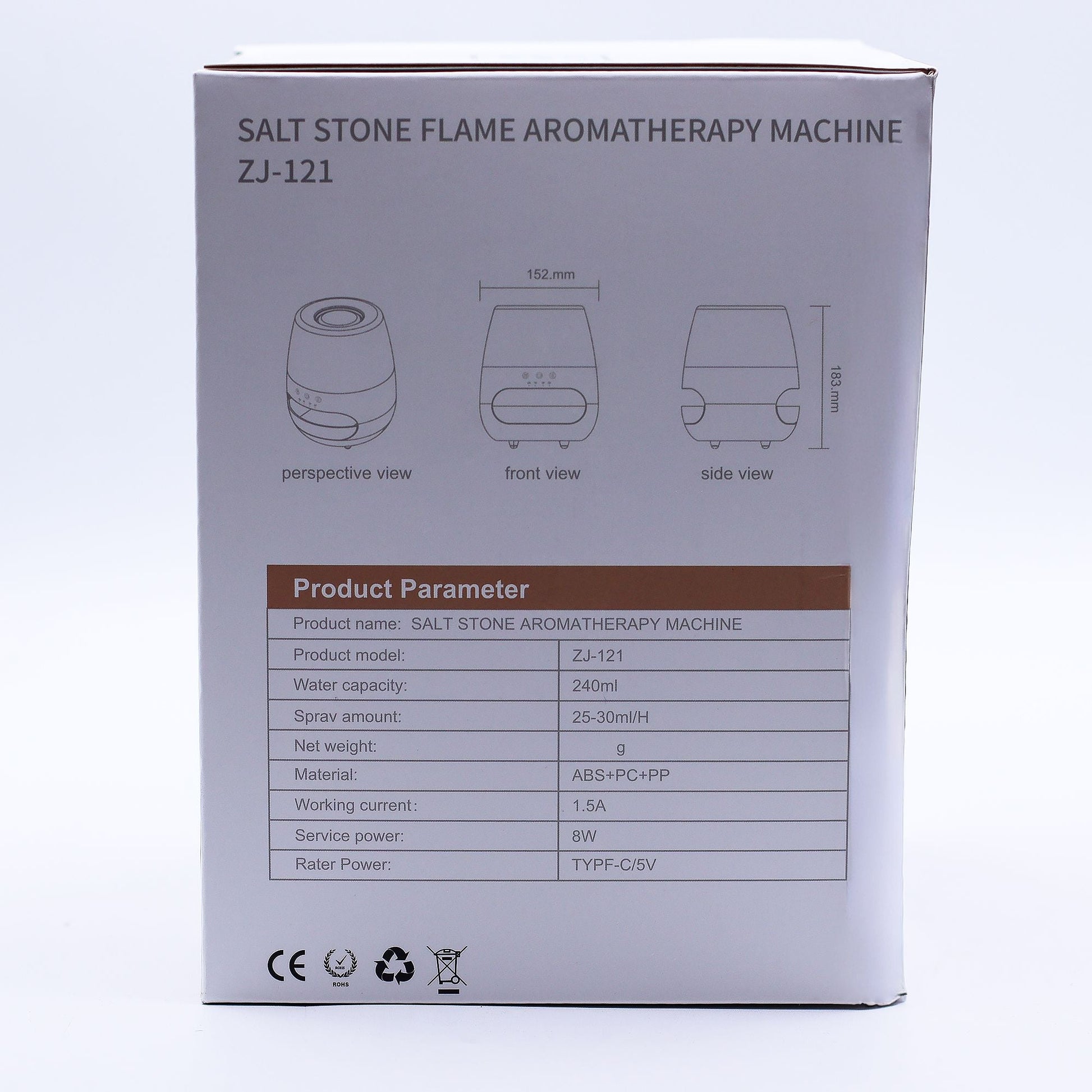 Salt Stone Flame LED Aroma Diffusor Weißer Salzstein und Timer