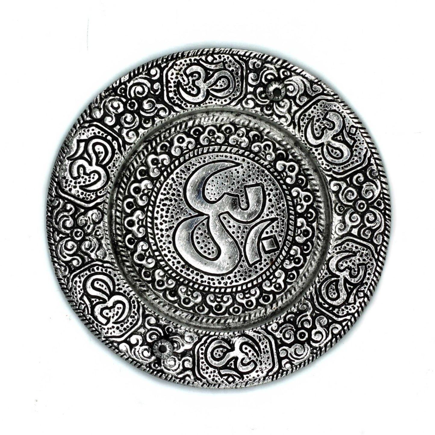 Om Rund Räucherhalter aus poliertem Aluminium 11cm