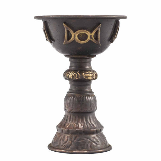 Antik Kupfer Ritualkelch mit Dreifachmond 8x13cm