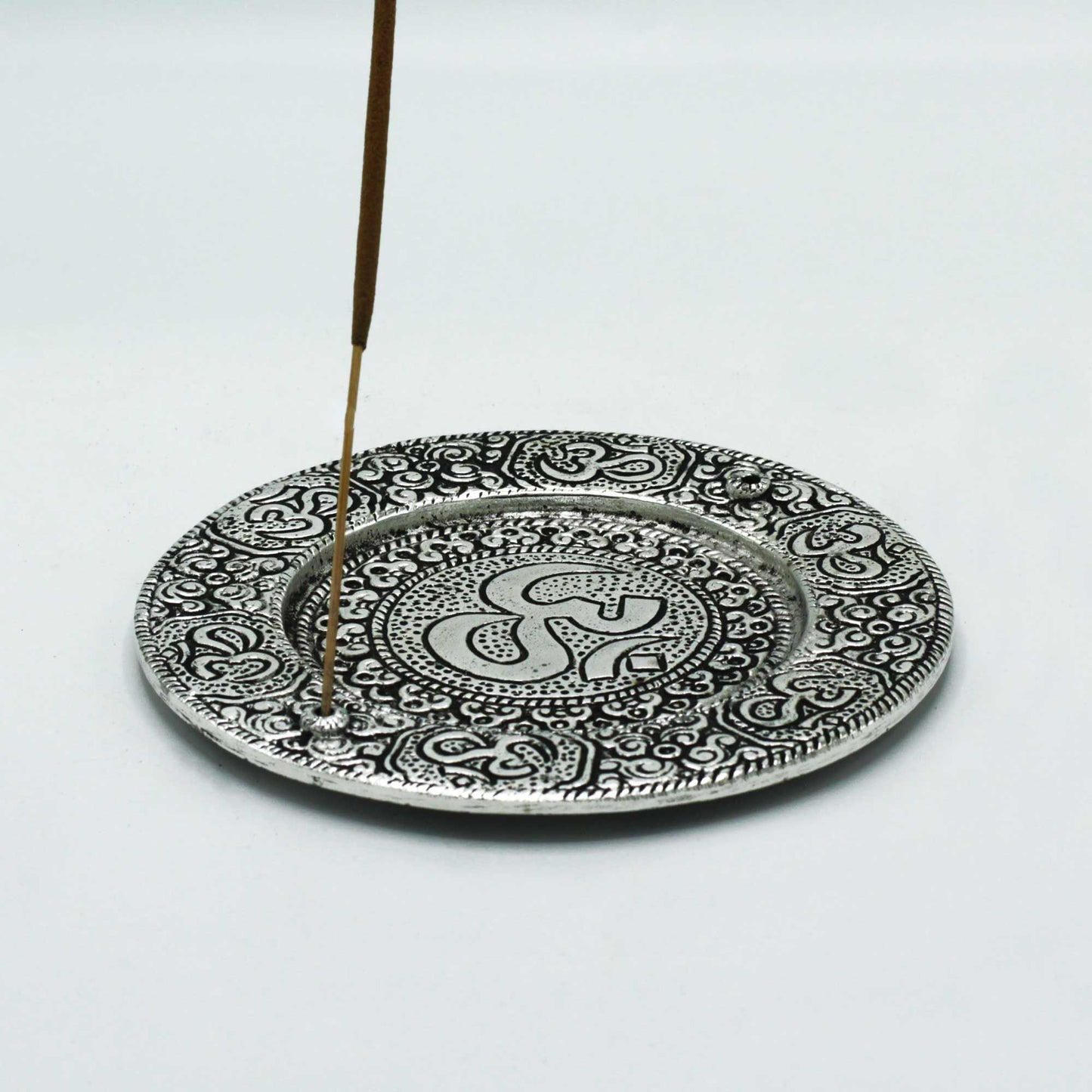 Om Rund Räucherhalter aus poliertem Aluminium 11cm