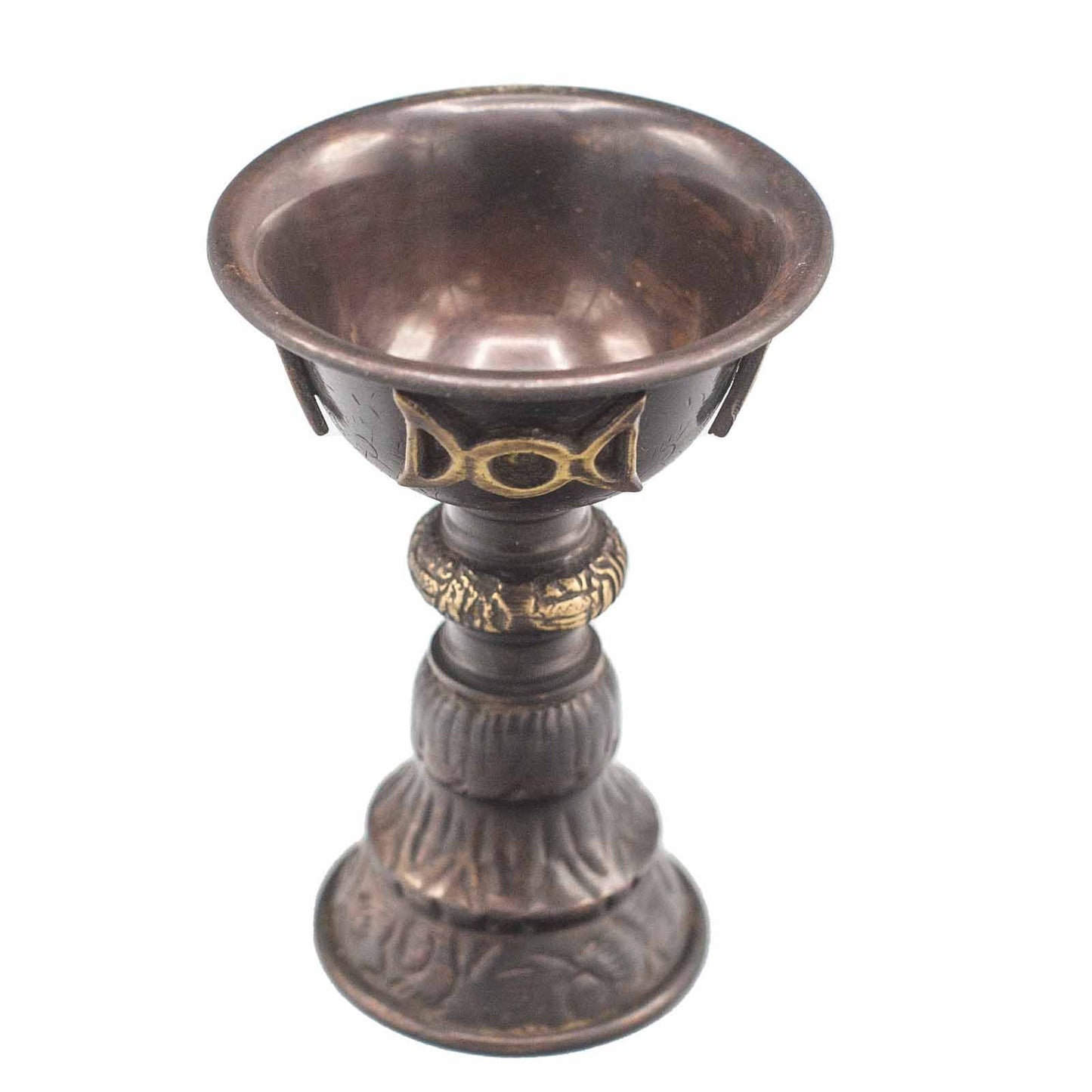 Antik Kupfer Ritualkelch mit Dreifachmond 8x13cm