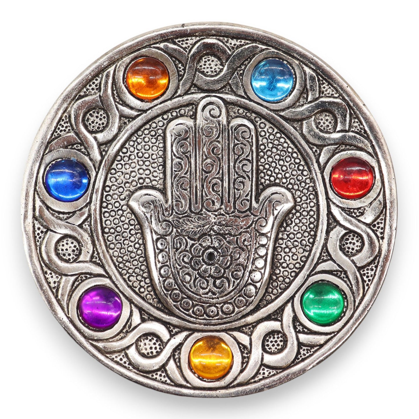 Sieben Chakra Hamsa Räucherhalter 11.5cm
