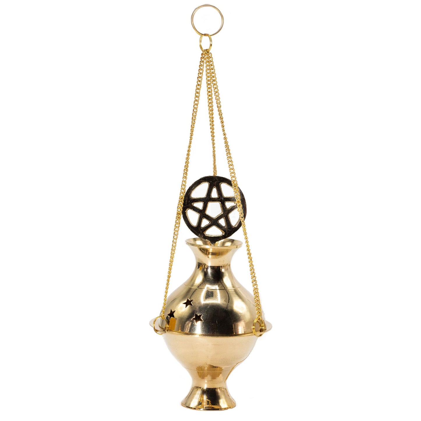 Hängendes Räuchergefäß aus Messing Pentagramm
